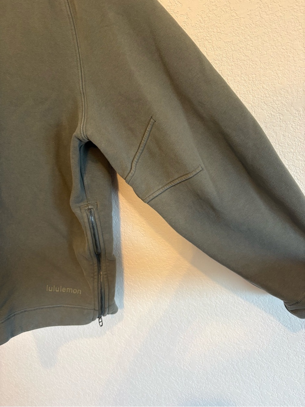 Lululemon Olive Green Zip Sleeve Pullover Sweatshirt Crewneck Oversized - Picture 7 of 12